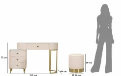 Toeletta Guidobono, 120x40 h75 cm, Rosa e Oro<Dmora Outlet
