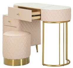 Toeletta Guidobono, 120x40 h75 cm, Rosa e Oro<Dmora Outlet