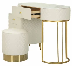 Toeletta Guidobono, 120x40 h75 cm, Bianco e Oro<Dmora Online