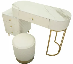 Toeletta Guidobono, 120x40 h75 cm, Bianco e Oro<Dmora Online