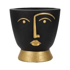 Vaso Hamilton, Nero e Oro, 25x25 h25 cm<Dmora New