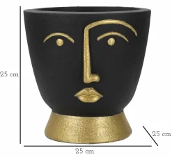Vaso Hamilton, Nero e Oro, 25x25 h25 cm<Dmora New