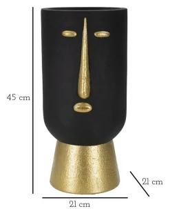 Vaso Hamilton, Nero e Oro, 21x21 h45 cm<Dmora Discount