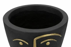 Vaso Hamilton, Nero e Oro, 25x25 h25 cm<Dmora New