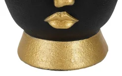 Vaso Hamilton, Nero e Oro, 25x25 h25 cm<Dmora New