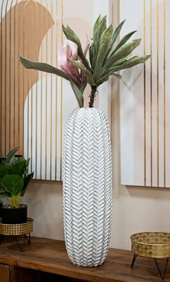 Vaso Whitechapel, Bianco e Oro, 20x20 h67 cm<Dmora Fashion