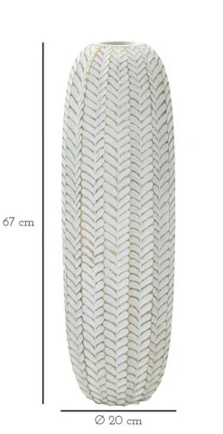 Vaso Whitechapel, Bianco e Oro, 20x20 h67 cm<Dmora Fashion