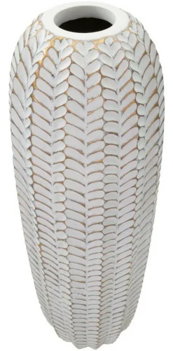 Vaso Whitechapel, Bianco e Oro, 20x20 h67 cm<Dmora Fashion
