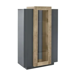 Vetrina Ablaze, cm 80x38h121, Antracite e Acero<Dmora Best Sale