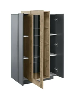 Vetrina Ablaze, cm 80x38h121, Antracite e Acero<Dmora Best Sale