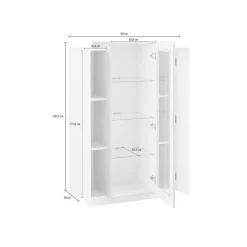 Vetrina Ablaze, cm 80x38h121, Bianco lucido e Cemento<Dmora Fashion