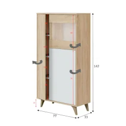 Vetrina Altavista, 77x33h142 cm, Rovere e Bianco<Dmora Clearance
