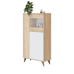 Vetrina Altavista, 77x33h142 cm, Rovere e Bianco<Dmora Clearance