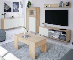 Vetrina Altavista, 77x33h142 cm, Rovere e Bianco<Dmora Clearance