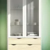 Vetrina Amedeo, 98x39 h200 cm, Bianco e Quercia<Dmora Cheap