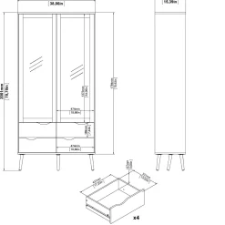 Vetrina Amedeo, 98x39 h200 cm, Bianco e Quercia<Dmora Cheap