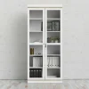 Vetrina Axinte, 89x36 h200 cm, Bianco e Quercia<Dmora Shop