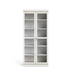 Vetrina Axinte, 89x36 h200 cm, Bianco e Quercia<Dmora Shop