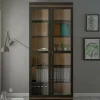 Vetrina Axinte, 89x36 h200 cm, Nero e Noce<Dmora Best Sale