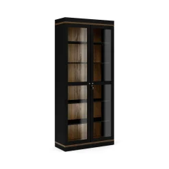 Vetrina Axinte, 89x36 h200 cm, Nero e Noce<Dmora Best Sale
