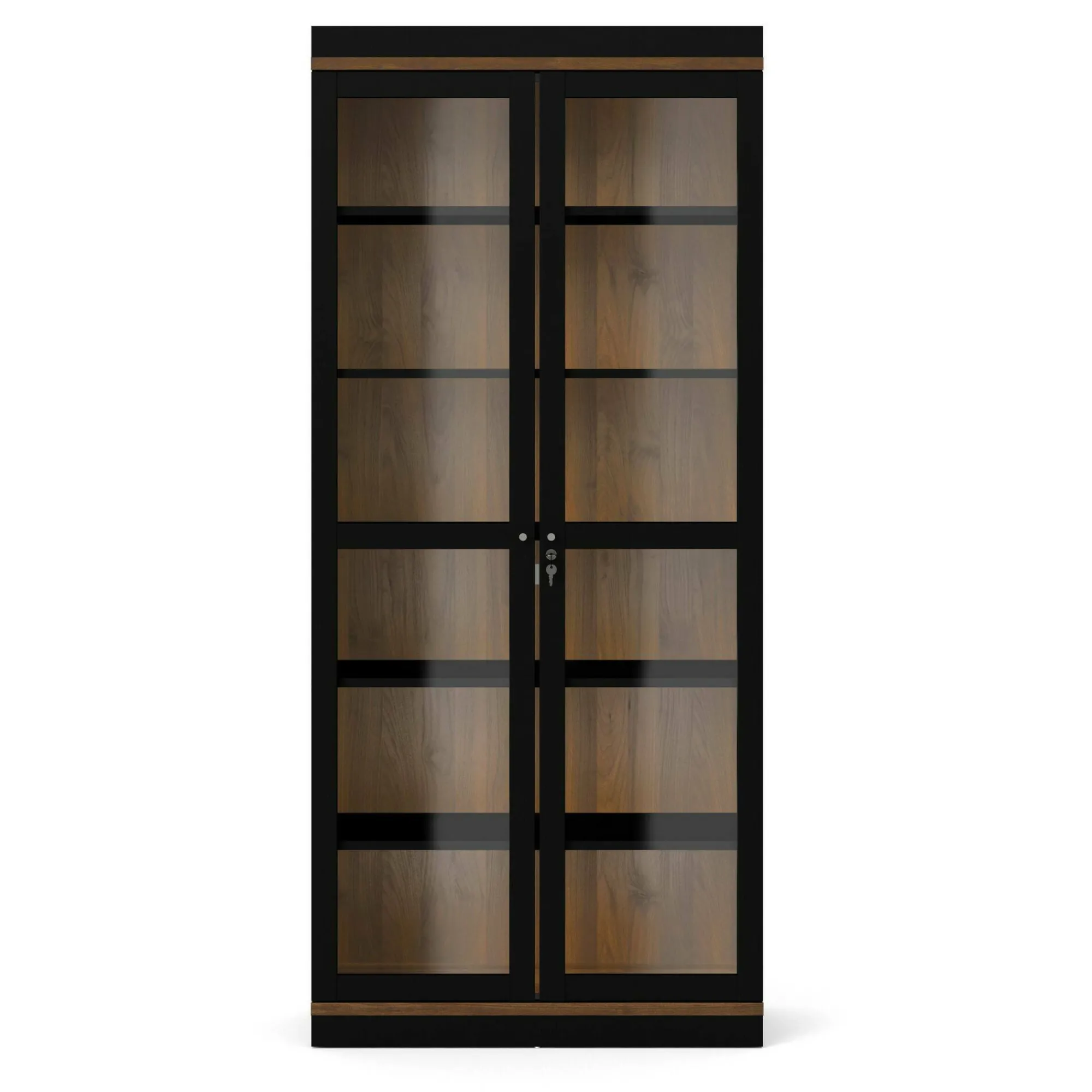 Vetrina Axinte, 89x36 h200 cm, Nero e Noce<Dmora Best Sale