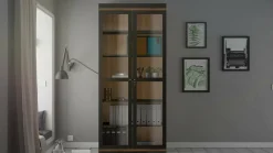 Vetrina Axinte, 89x36 h200 cm, Nero e Noce<Dmora Best Sale