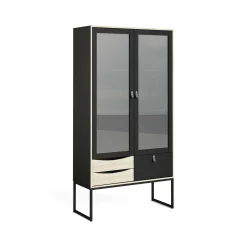 Vetrina Barbata, 40x99 h189 cm, Nero e Quercia<Dmora Outlet