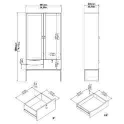 Vetrina Barbata, 40x99 h189 cm, Nero e Quercia<Dmora Outlet