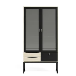 Vetrina Barbata, 40x99 h189 cm, Nero e Quercia<Dmora Outlet