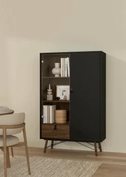 Vetrina Dvell, 40x102 h162 cm, Nero e Noce<Dmora Online