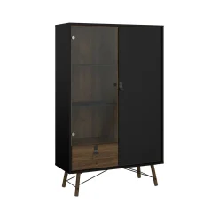 Vetrina Dvell, 40x102 h162 cm, Nero e Noce<Dmora Online