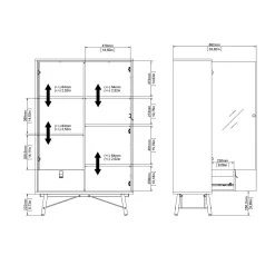 Vetrina Dvell, 40x102 h162 cm, Nero e Noce<Dmora Online