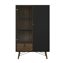 Vetrina Dvell, 40x102 h162 cm, Nero e Noce<Dmora Online