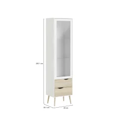 Vetrina Fabia, 50x39 h200 cm, Bianco e Quercia<Dmora Sale
