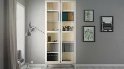 Vetrina Hudhud, 89x36 h203 cm, Bianco e Quercia<Dmora Discount