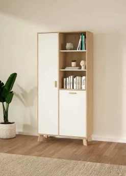 Vetrina Mirinae, 40x89 h188 cm, Rovere e Bianco<Dmora Flash Sale