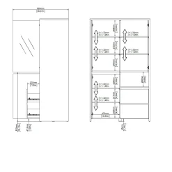 Vetrina Nadine, Credenza espositiva, Vetrinetta multiuso, Madia da soggiorno, 48x100 h170 cm, Rovere e Bianco<Dmora Discount