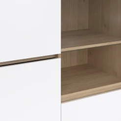Vetrina Nadine, Credenza espositiva, Vetrinetta multiuso, Madia da soggiorno, 48x100 h170 cm, Rovere e Bianco<Dmora Discount