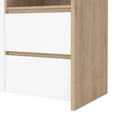 Vetrina Nadine, Credenza espositiva, Vetrinetta multiuso, Madia da soggiorno, 48x100 h170 cm, Rovere e Bianco<Dmora Discount