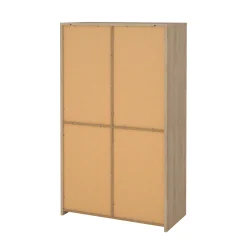 Vetrina Nadine, Credenza espositiva, Vetrinetta multiuso, Madia da soggiorno, 48x100 h170 cm, Rovere e Bianco<Dmora Discount