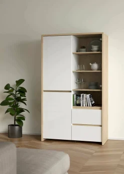 Vetrina Reykjavik, 48x100 h170 cm, Rovere e Bianco<Dmora Cheap