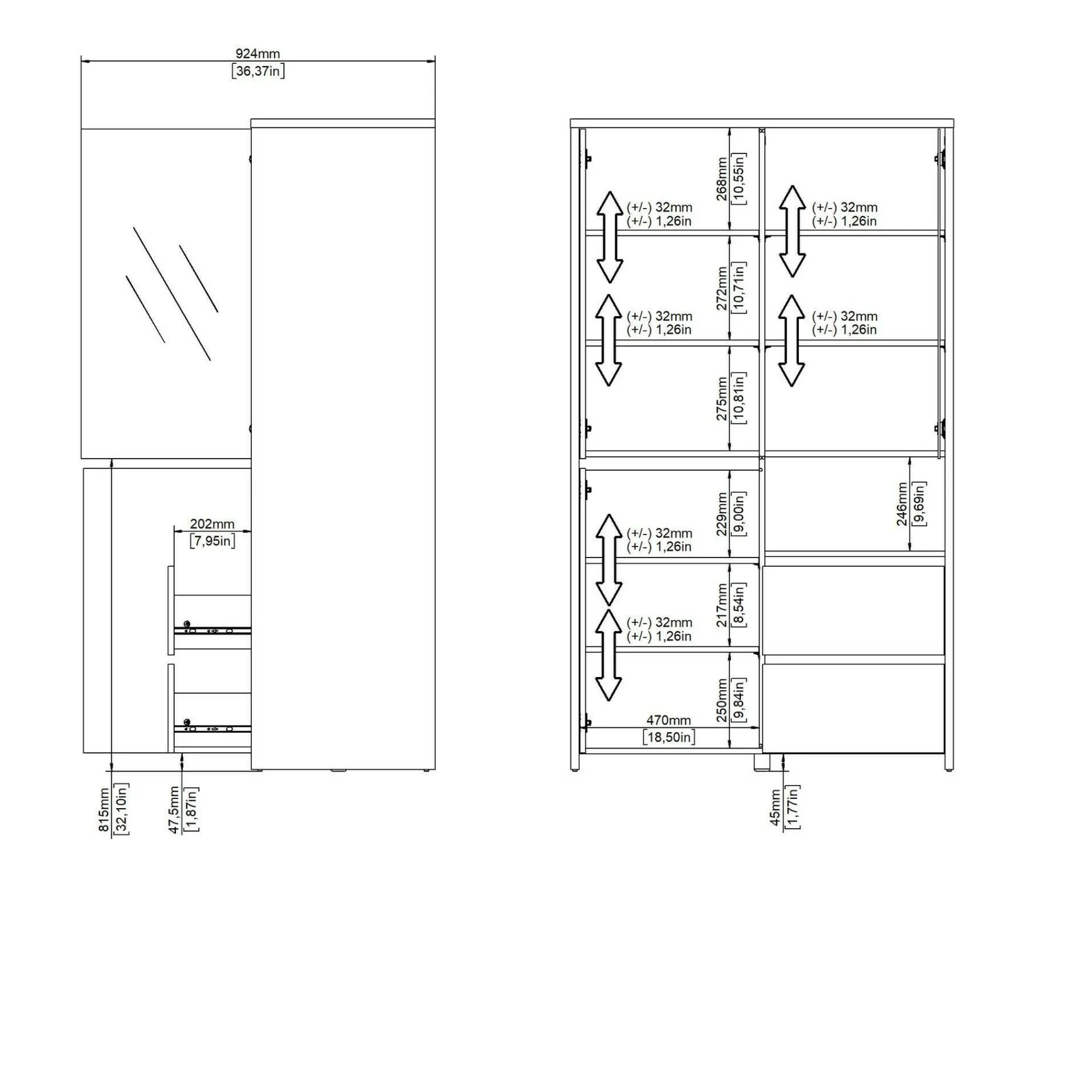 Vetrina Reykjavik, 48x100 h170 cm, Rovere e Bianco<Dmora Cheap