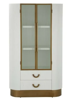 Vetrina Sable, 85x40 h160 cm, Bianco e Marrone<Dmora New