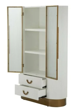 Vetrina Sable, 85x40 h160 cm, Bianco e Marrone<Dmora New