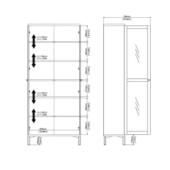 Vetrina Wutip, 36x89 h203 cm,<Dmora Flash Sale